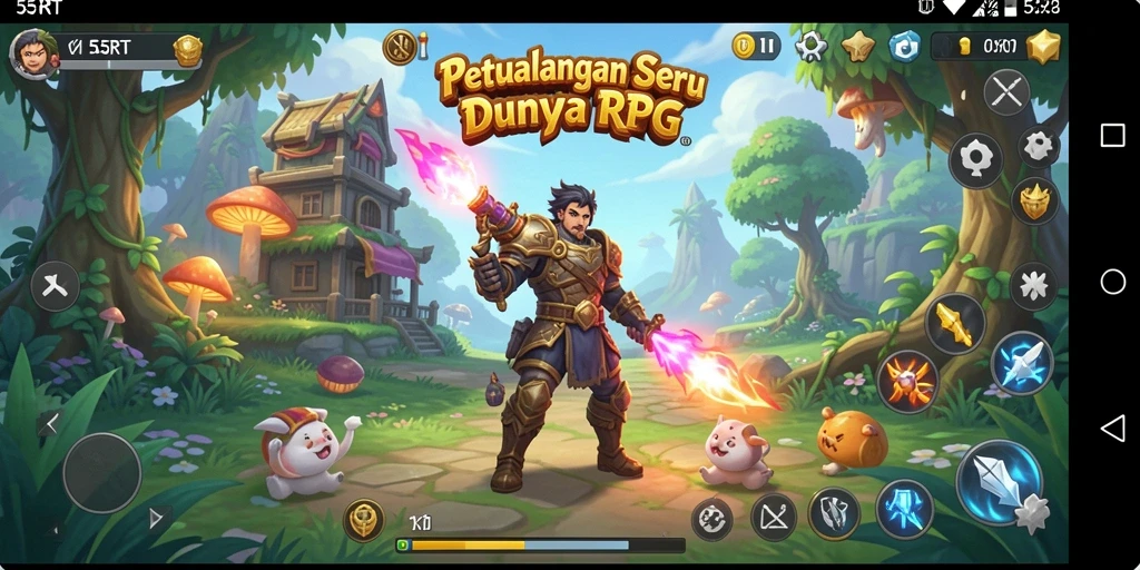 Tampilan gameplay <strong>55RT</strong> yang menarik dan penuh aksi RPG.