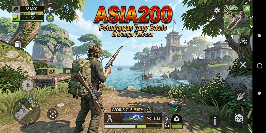 Screenshot gameplay ASIA200 menunjukkan dunia terbuka yang luas dan indah.