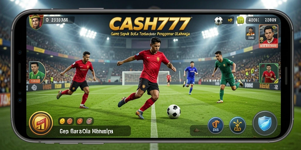 Screenshot menampilkan aksi seru dalam permainan sepak bola CASH777.