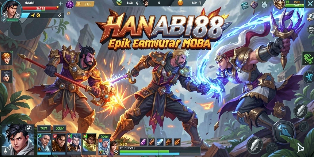 Tampilan gameplay seru dari HANABI88 dalam pertempuran MOBA.