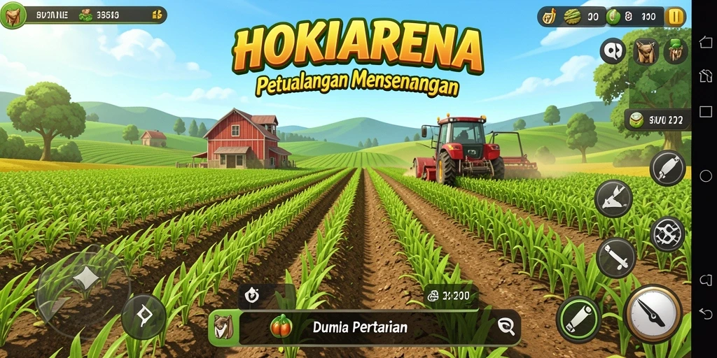 Tangkapan layar gameplay HOKIARENA dengan aktivitas bertani yang seru.