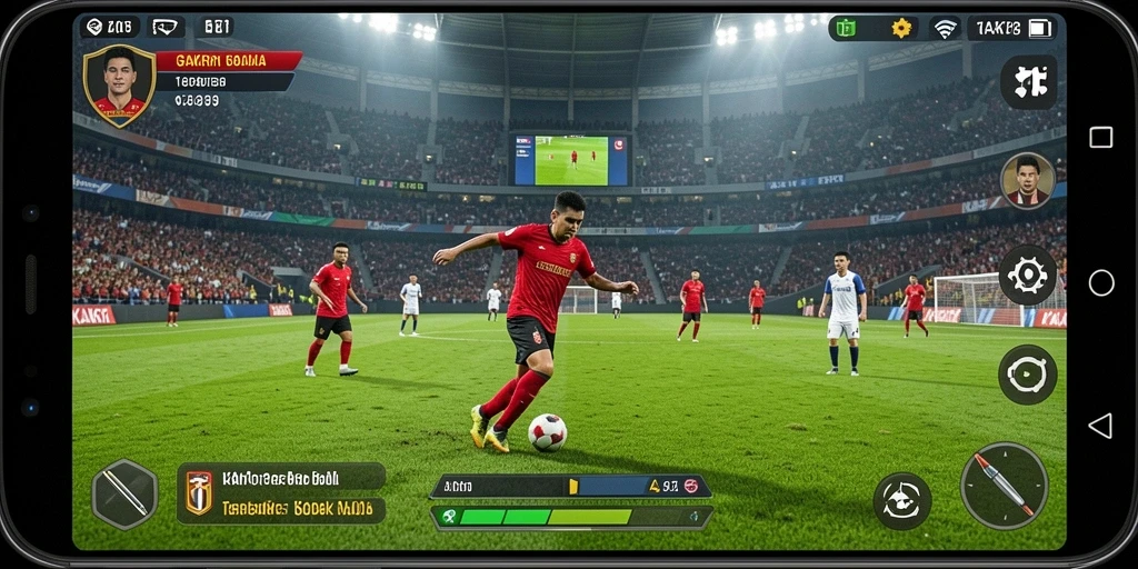 Screenshot KAKRP menampilkan aksi seru di lapangan sepak bola.