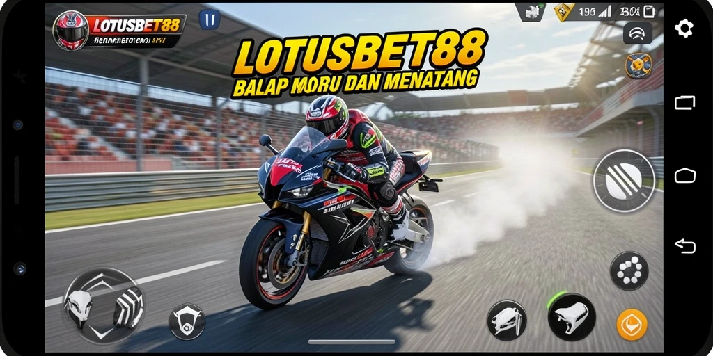 Tangkapan layar gameplay LOTUSBET88 dengan motor balap yang memukau.