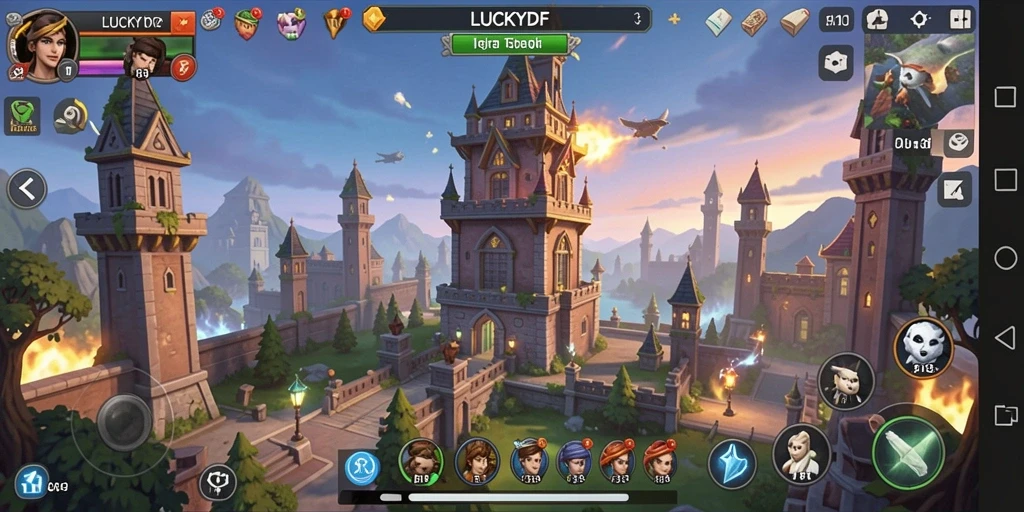 Tampilan gameplay LUCKYDF yang menarik dalam genre Tower Defense.