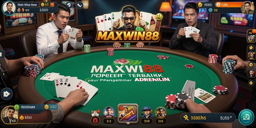 Screenshot gameplay <strong>MAXWIN88</strong> yang menampilkan suasana seru permainan Poker.