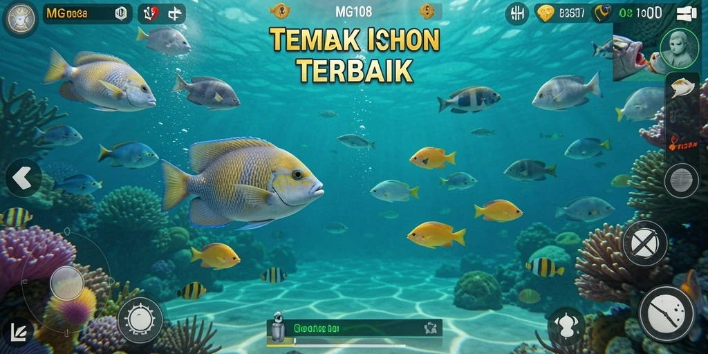 Skrinsut gameplay MG108 menampilkan aksi seru menembak ikan.