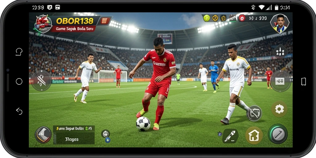Tampilan gameplay OBOR138 yang intens dan menarik saat bermain sepak bola.