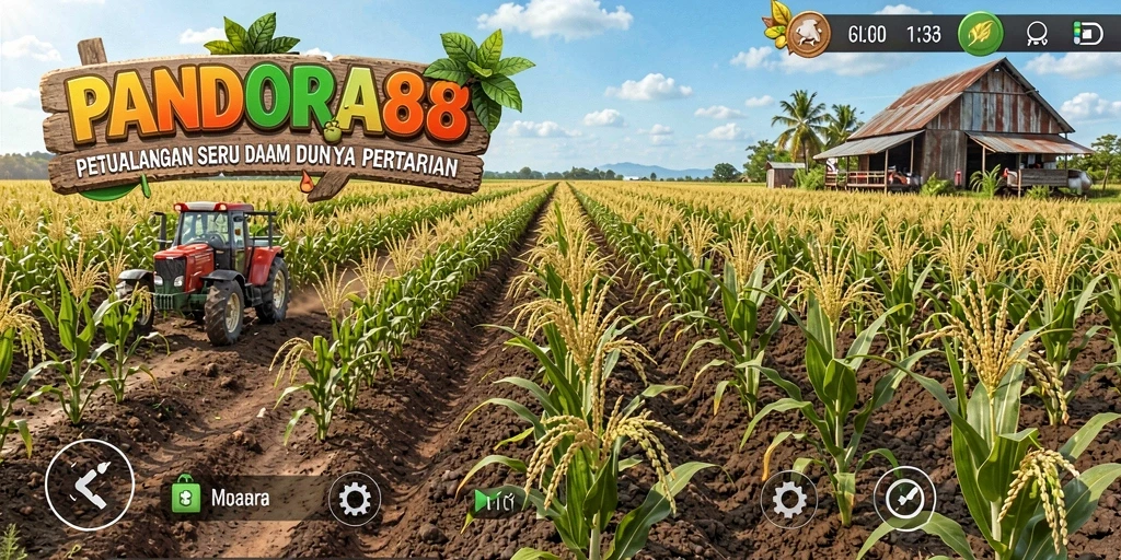 Screenshot PANDORA88 menampilkan petani di ladang yang subur.