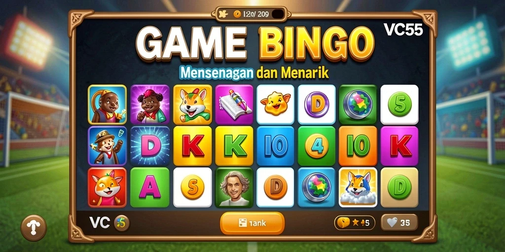 Screenshot gameplay VC55 menampilkan suasana seru Bingo di layar.